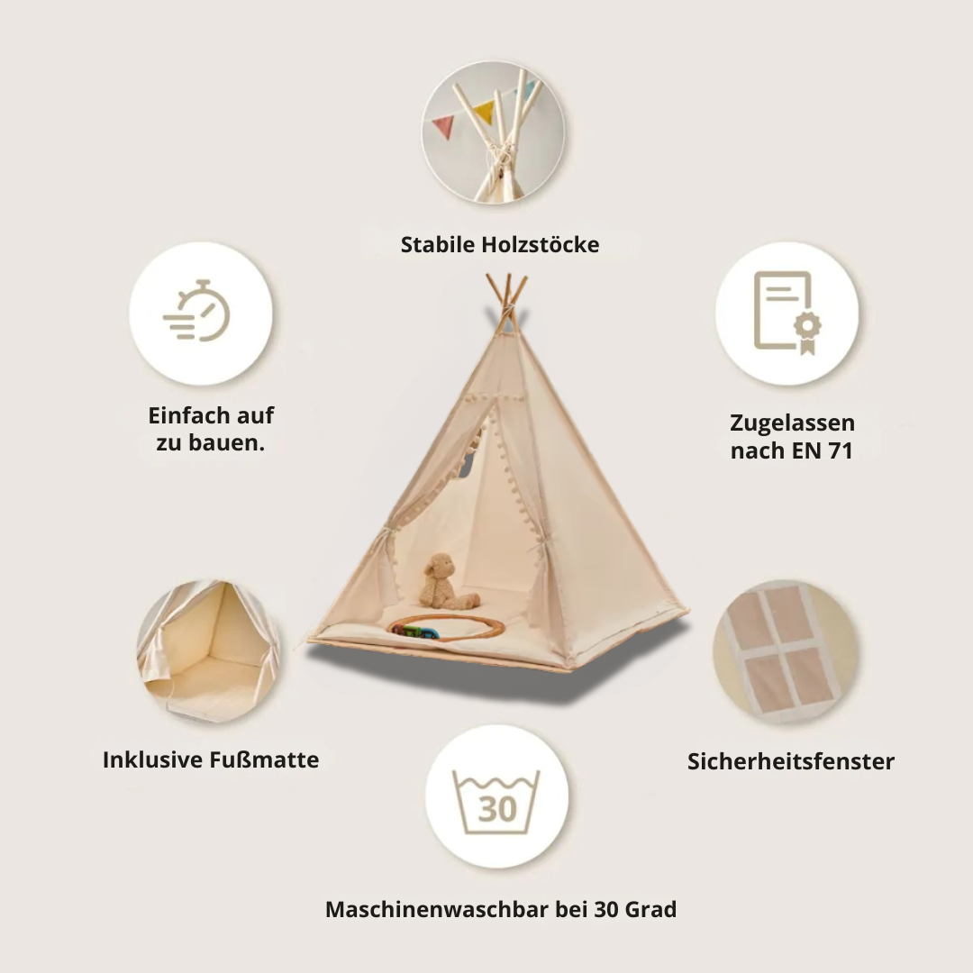 TipiTräume™ – Das faltbare Spielzelt aus Baumwolle für stundenlangen Spielspaß