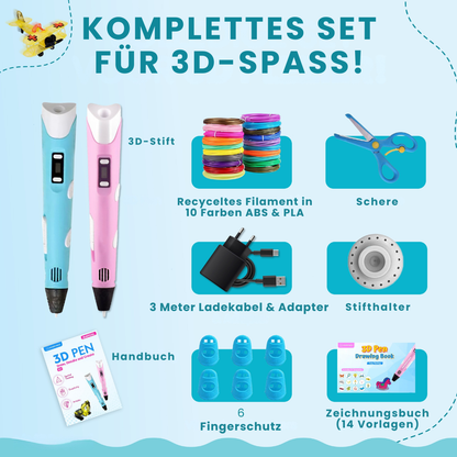 3D-Stift-Starterpaket – 10 Farben Filament