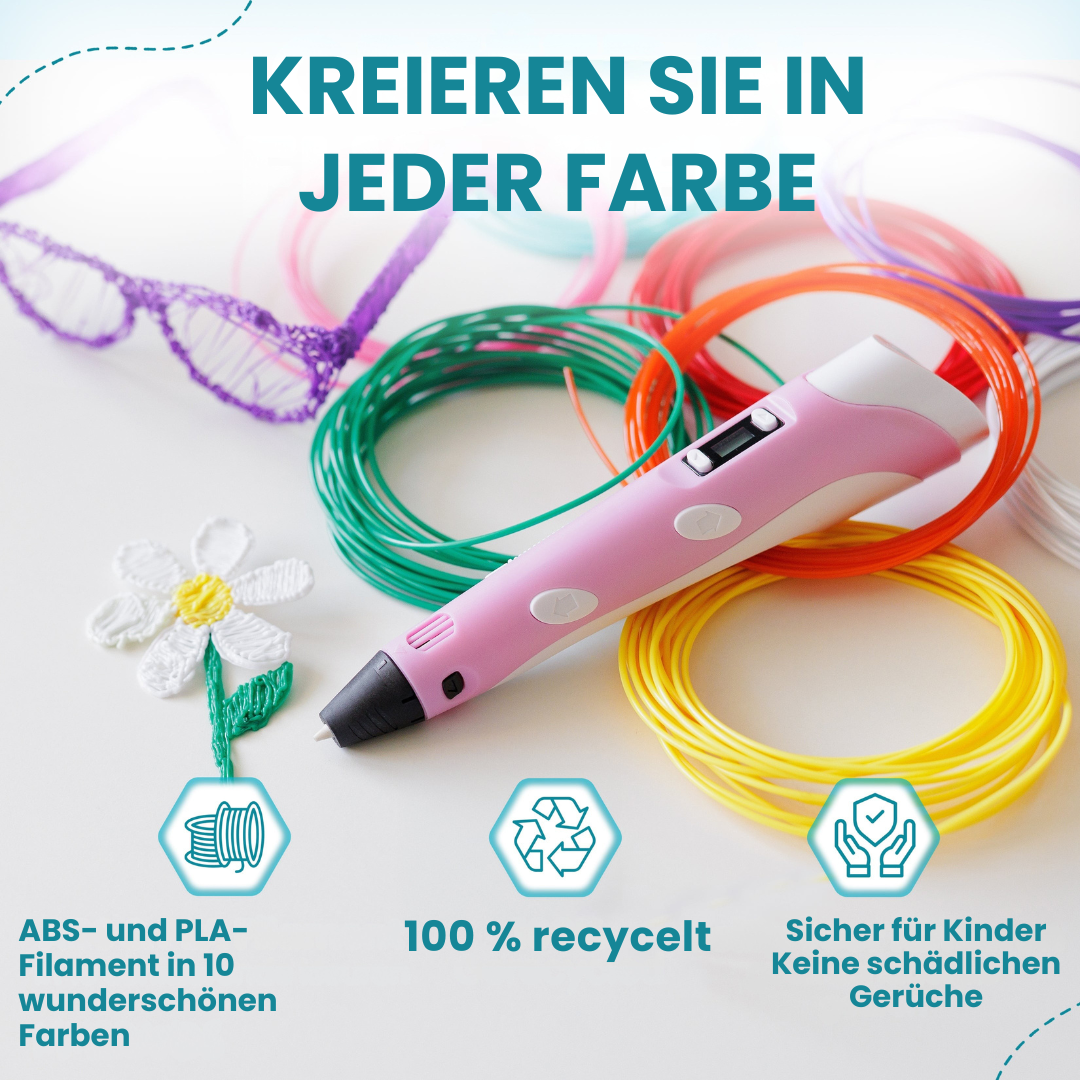 3D-Stift-Starterpaket – 10 Farben Filament