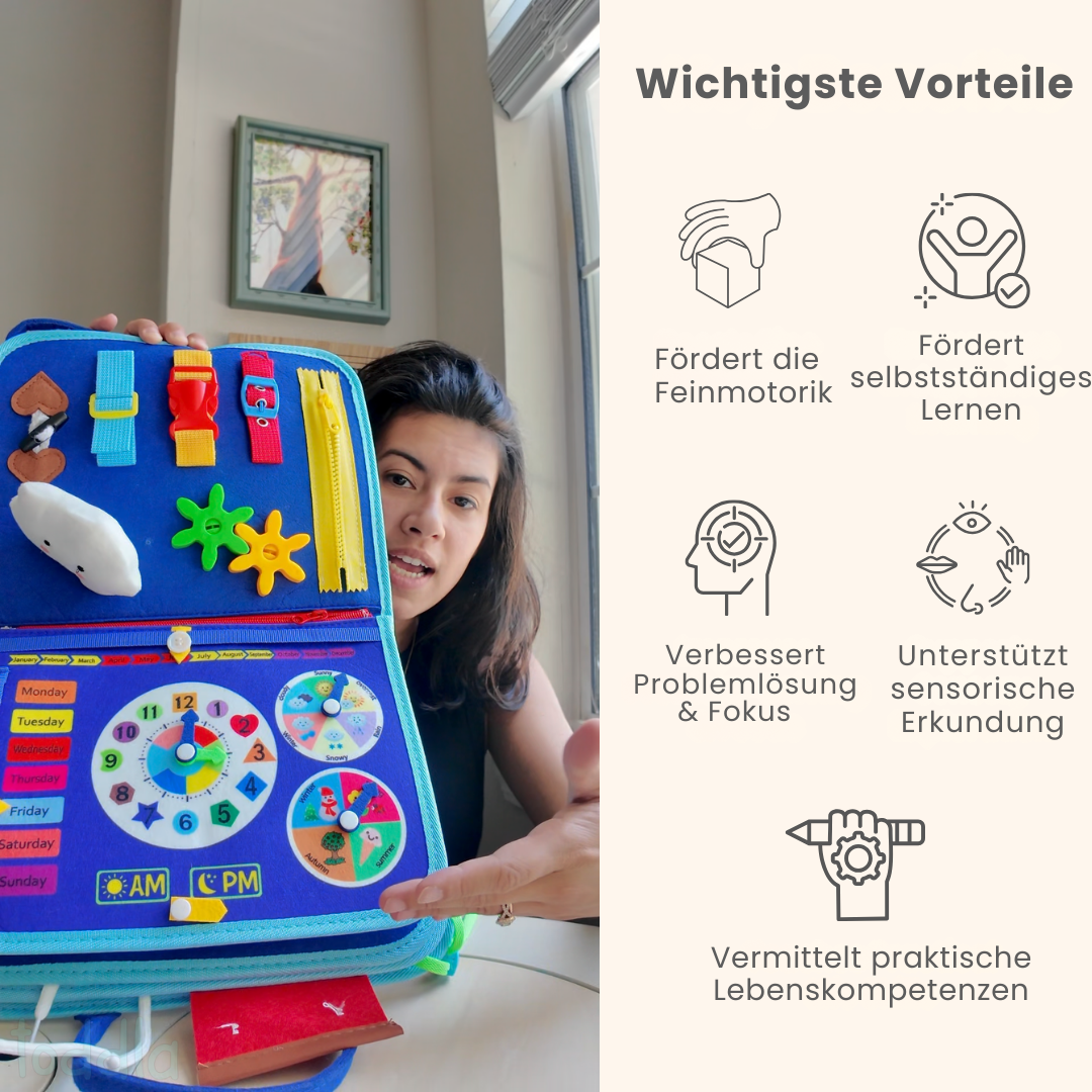 Skillio™ Montessori Busy Bord - Spielerisch schlauer werden