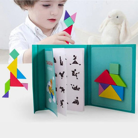 Magnetisches 3D-Puzzle für Kinder – Montessori Lernspielzeug aus Holz mit geometrischen Formen, fördert Kreativität und Feinmotorik 0