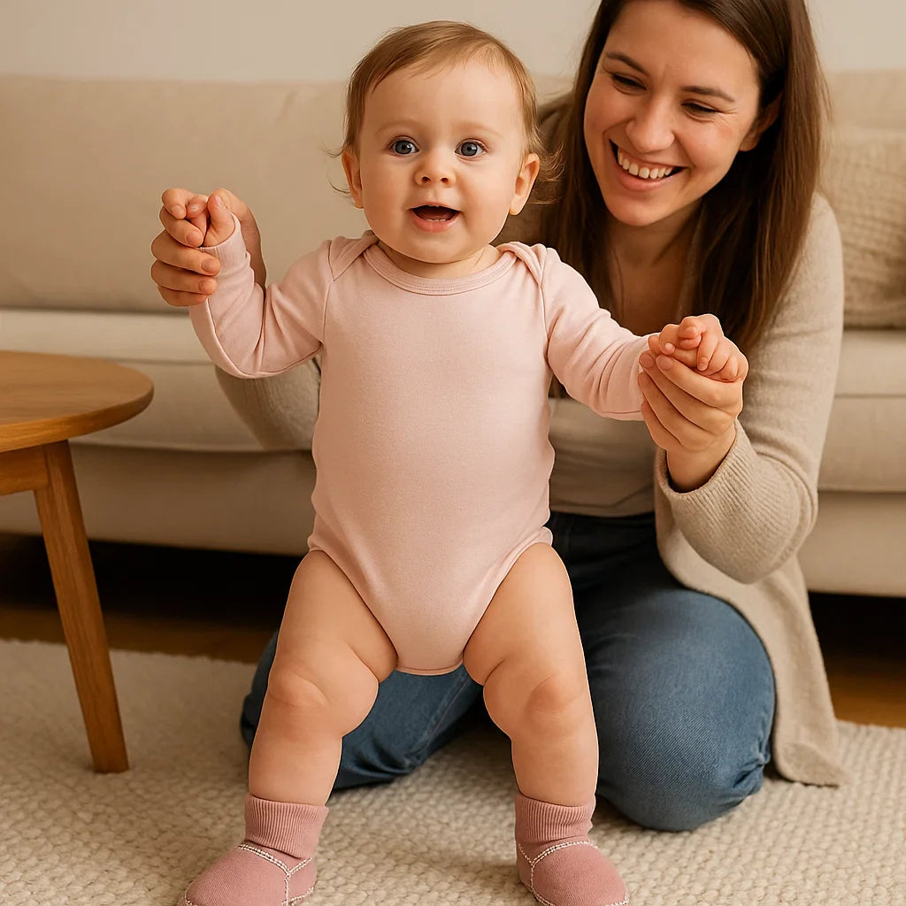 Gefütterte Baby Winter Socken Schuhe in Wildleder Optik